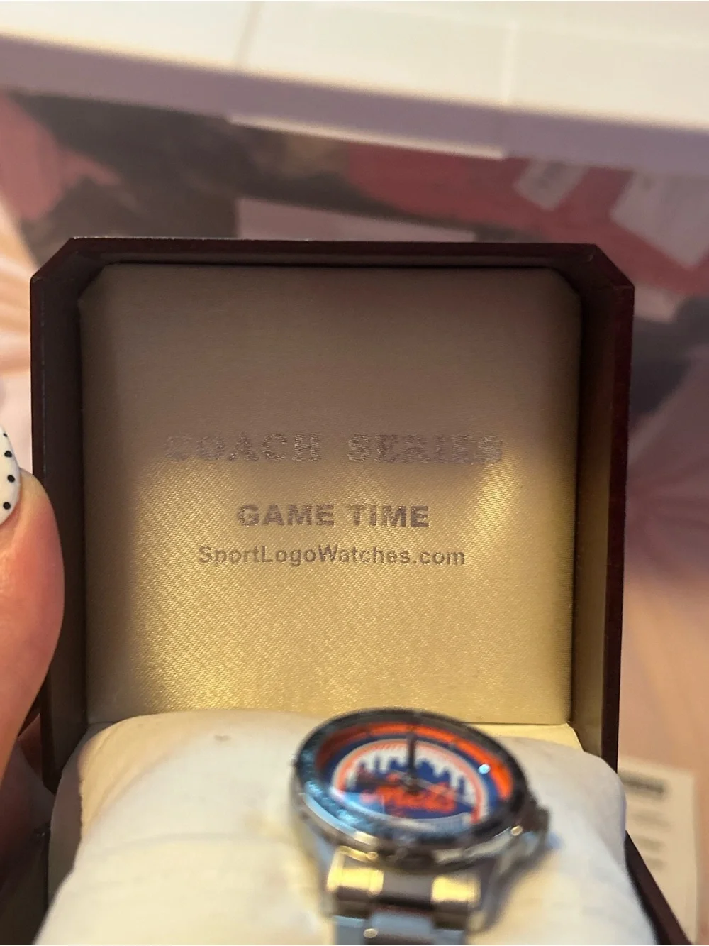 Game Time Silver Men's Watch with Orange and Blue Mets Dial